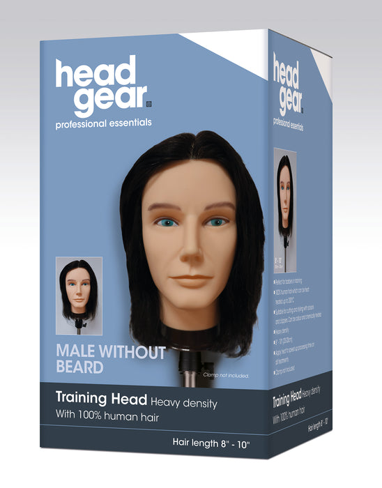 Headgear - Gents training head no beard 100% human hair