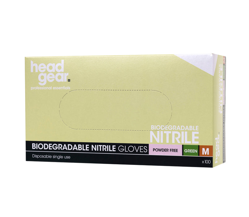 Headgear - Nitrile biodegradable powder free gloves - Medium